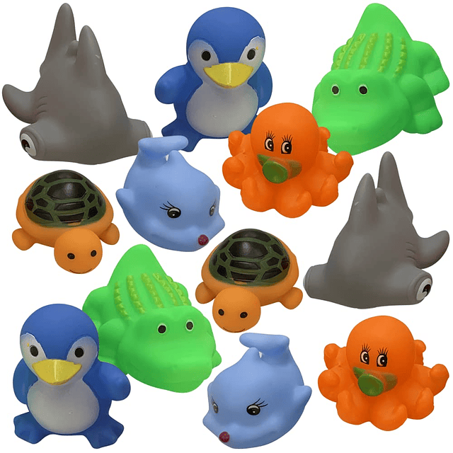 Squishy Vinilo Animales Marinos, Paquete de 12 Juguetes Surt