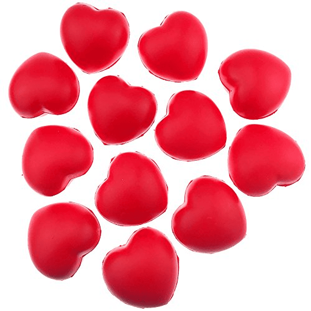 Squishy 12 bolas antiestrés de corazón rojo de 2 7/8 x 3 pul