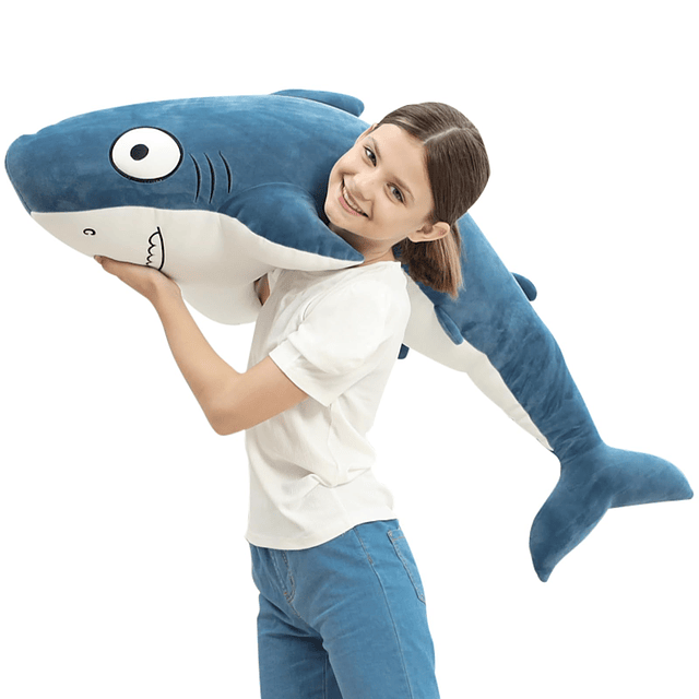 Squishy Peluche de tiburones gigantes azules de 48 pulgadas,