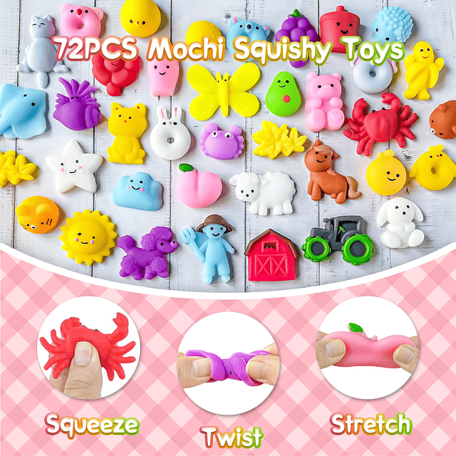 Squishy 72 piezas Mochi Squishy juguetes para regalos de fie