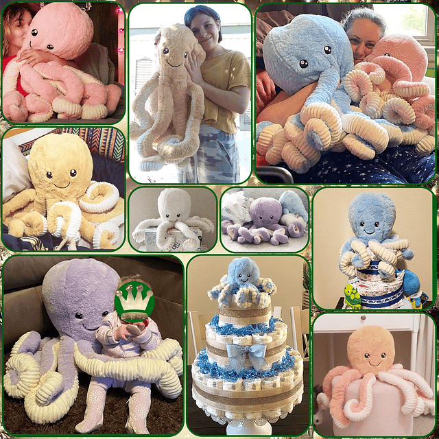 Squishy Pulpo de peluche, pulpo gigante de peluche, juguetes