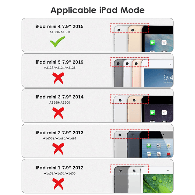 Funda para iPad Mini 4, no compatible con Mini 5 generación