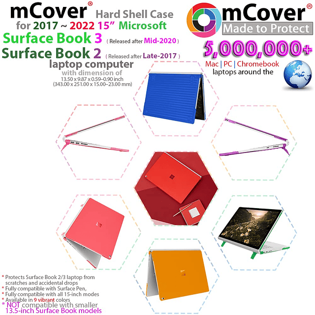 Funda compatible con Microsoft Surface Book 2/3 de 15" 2017~