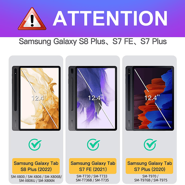 para Samsung Galaxy Tab S8 Plus/ S7 Plus/ S7 FE Funda de 12,