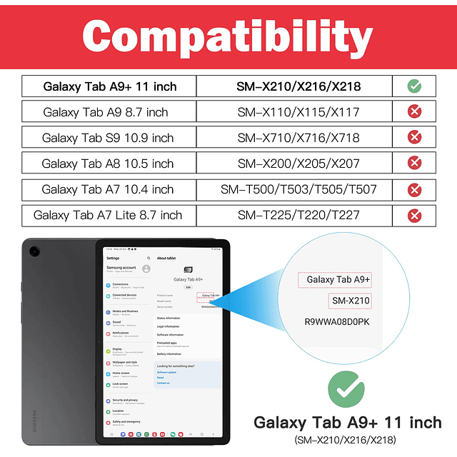 BRaECN para Samsung Galaxy Tab a9+ 11 Pulgadas Funda 2023, F