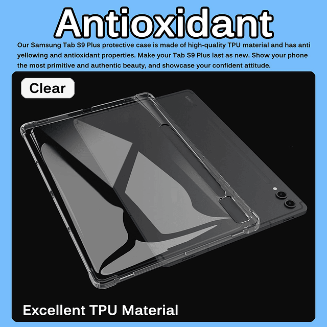 Funda transparente compatible con Samsung Galaxy Tab S9/10 P