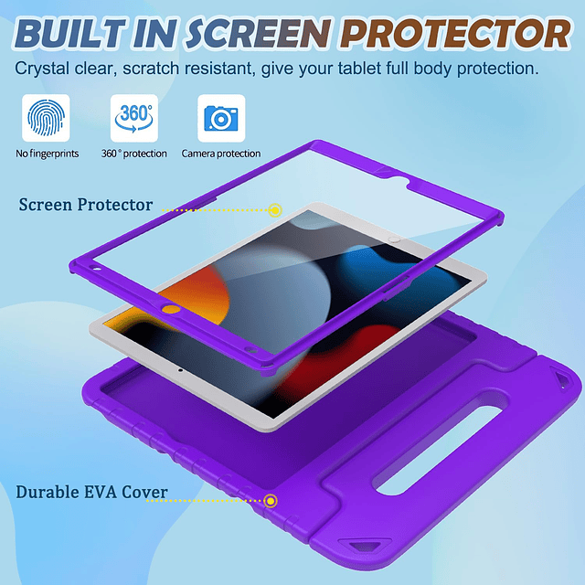 Funda para iPad de 9a/8a/7a generación 2021/2020/2019, Púrpu