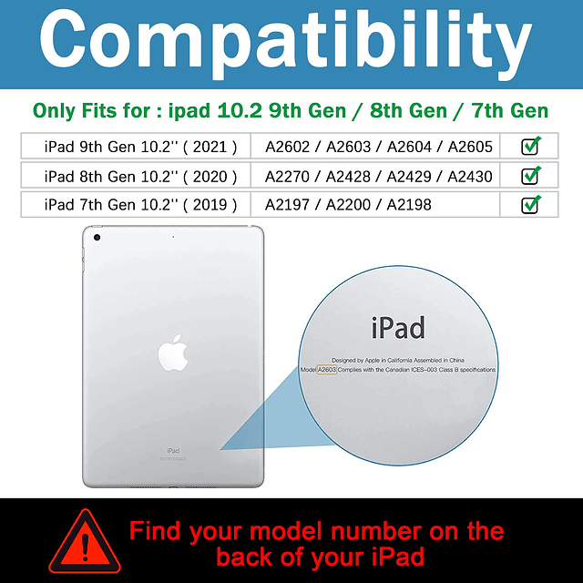 Funda para iPad 9 generación/iPad 8 7 generación 10,2 pulgad