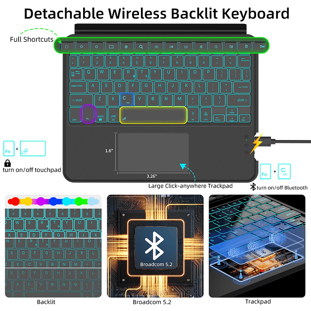 Trackpad Funda con teclado para Samsung Galaxy Tab S6 Lite 1