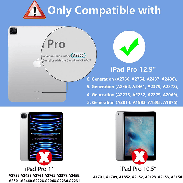 Funda Compatible con iPad Pro de 12,9 Pulgadas 6a/5a/4a/3a G