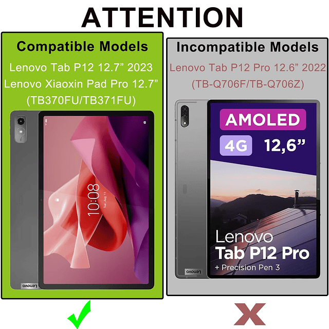 aTOOZ Funda para Lenovo Tab P12 de 12,7 pulgadas 2023, funda