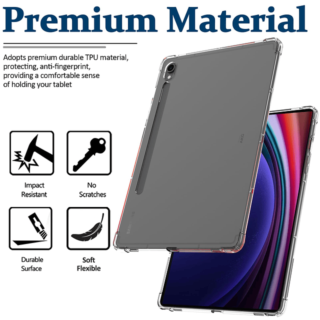 - Funda para tablet Samsung Galaxy Tab S9 transparente, suav