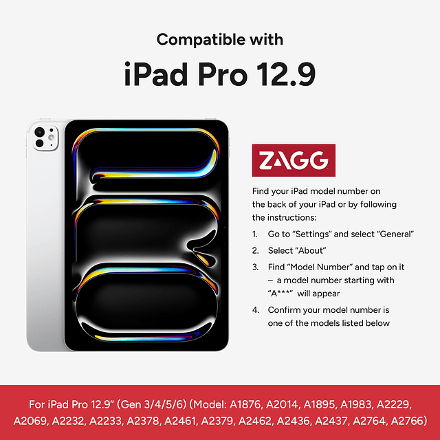 ZaGG Crystal Palace Funda para apple iPad Pro de 12,9 pulgad