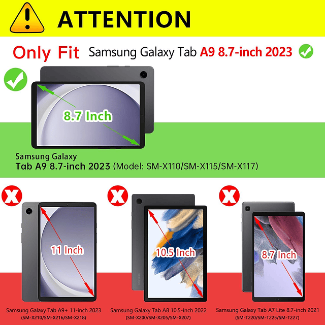 para Samsung Galaxy Tab a9 de 8,7 pulgadas 2023, funda resis