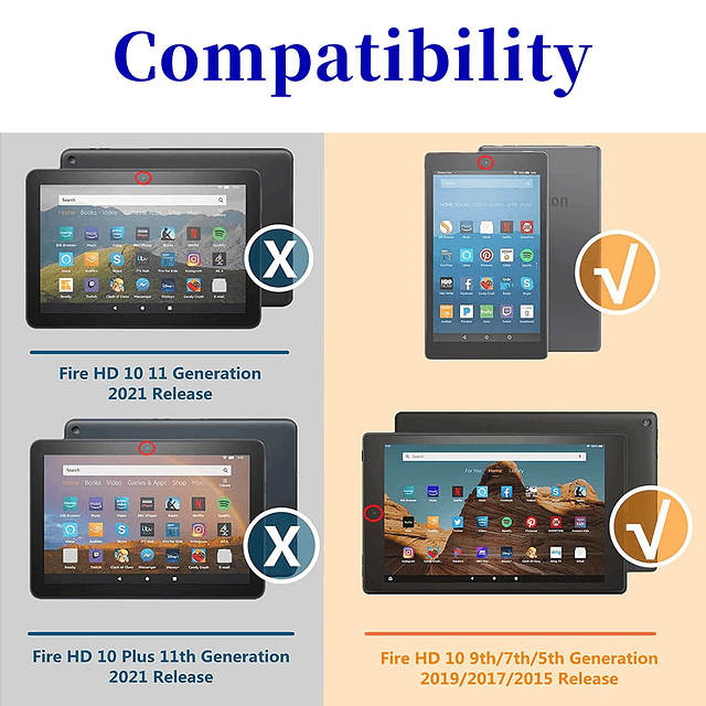 Funda para tableta amazon Fire HD 10 9/7/5 generación, versi