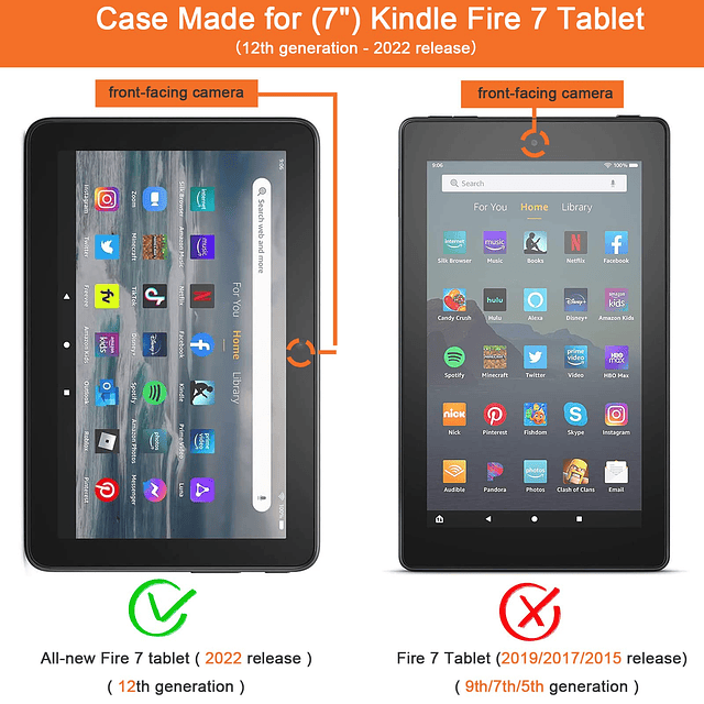 Funda trasera transparente para tableta amazon Kindle Fire 7