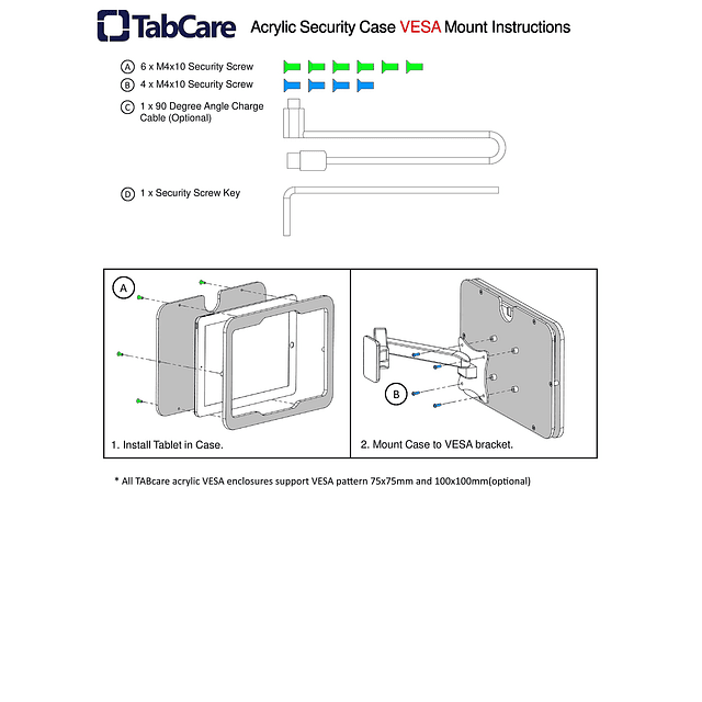 TaBcare Caja VESa acrílica antirrobo para apple iPad 7/8/9 d