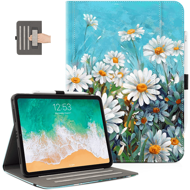 Funda azul para iPad M2 air 6 11 pulgadas 2024 Floral, Funda