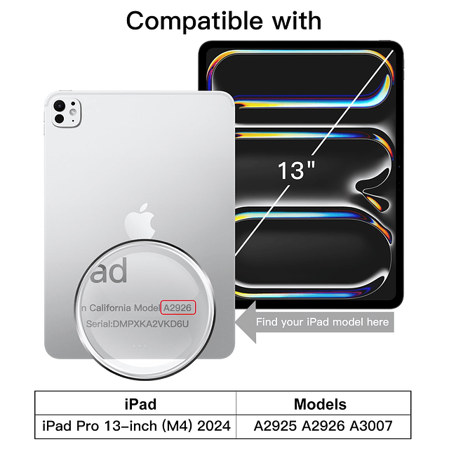 Funda Transparente para iPad Pro de 13 Pulgadas M4 2024, Cub