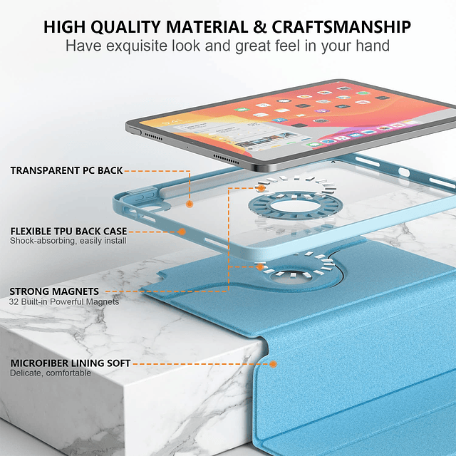 Funda giratoria para iPad de 10 generación de tableta de 10,