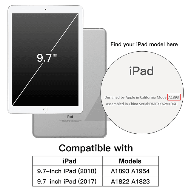 Funda para iPad de 9,7 pulgadas 6/5 generación, modelo 2018/