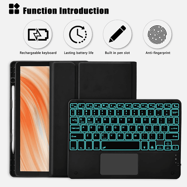 Trackpad Funda con teclado para amazon Fire HD 10/10 Plus 10