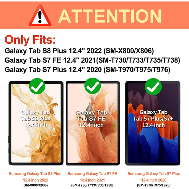 Funda para tablet Galaxy Tab S9 Plus/S7 FE/S8 Plus/S7 Plus d