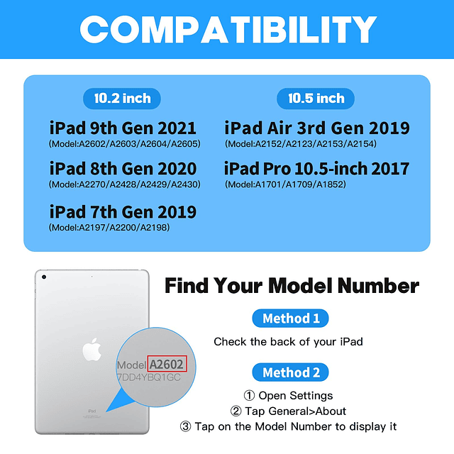 Funda para iPad de 9 generación con teclado de 10,2" 2021, g