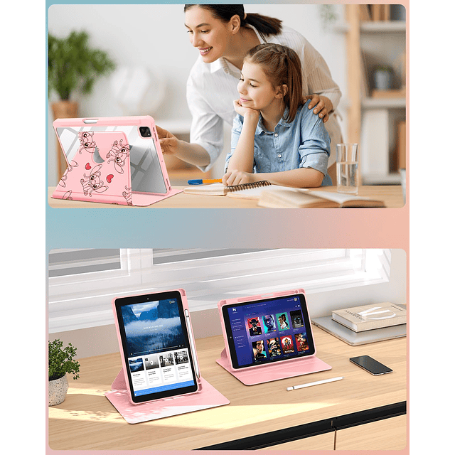 para iPad Pro 12.9 Funda 2022/2021/2020/2018 Funda Cute Cart