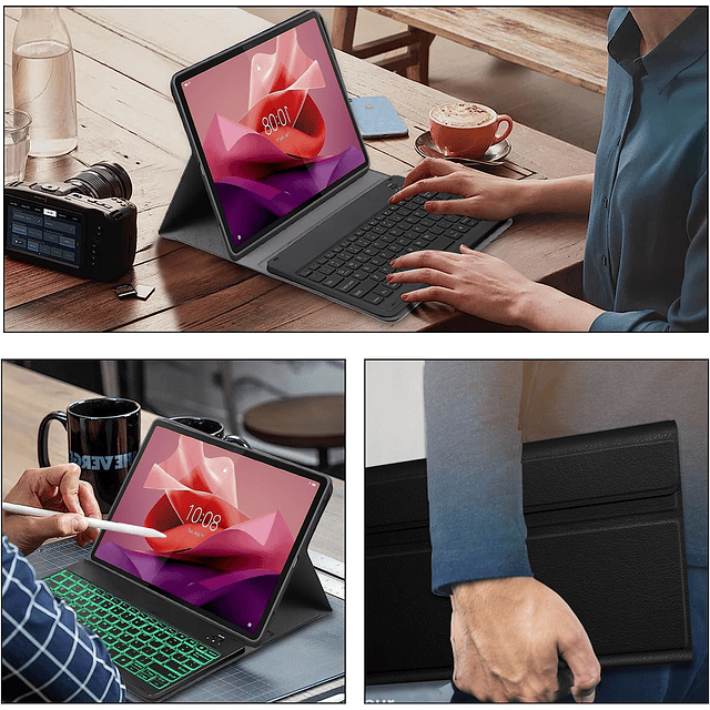 Funda con teclado retroiluminado para tableta Lenovo Tab P12