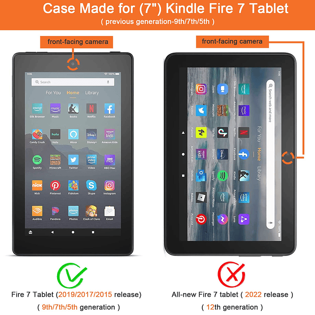 Funda transparente para tableta Kindle Fire 7 7 pulgadas, 9/