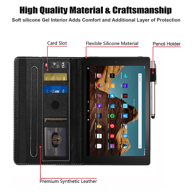 Funda para la nueva tableta Kindle Fire HD 10 de 10,1 pulgad