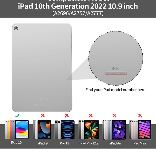 Funda para iPad de 10 generación con teclado de 10,9 pulgada