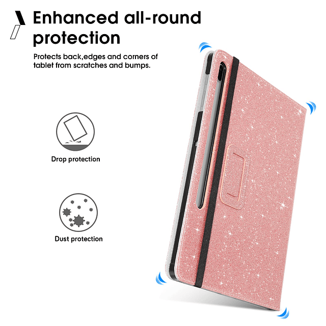 Funda para Samsung Galaxy Tab S7 FE/S8 Plus, Glitter Folio S