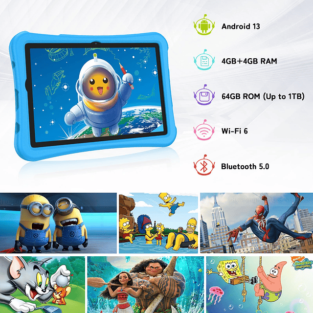 Tablet para niños, tableta android 13 de 10 pulgadas para ni