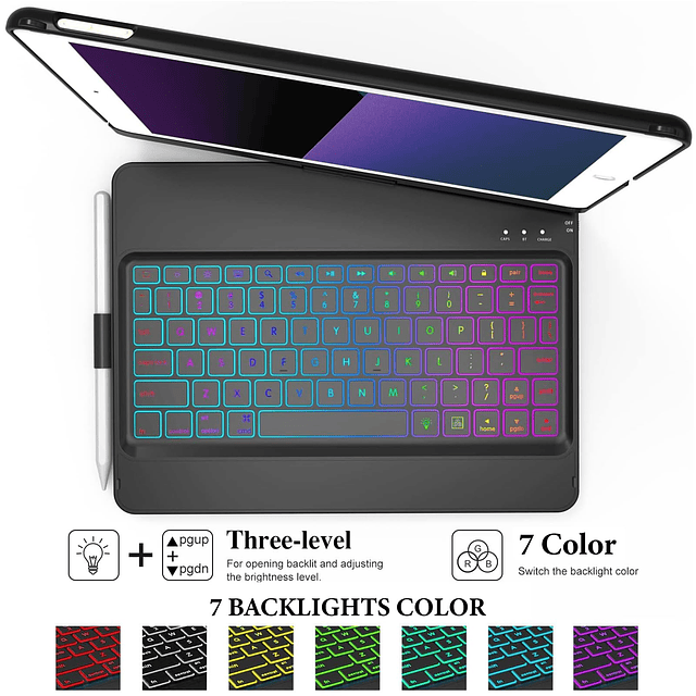 Funda con teclado para iPad de 10,2 pulgadas para iPad de 9