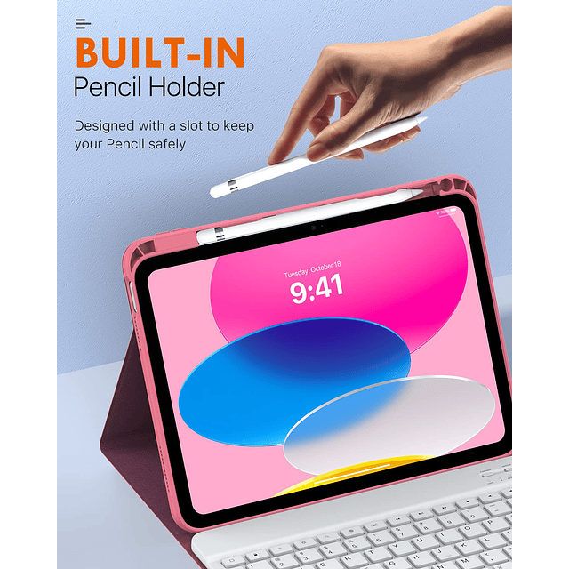 Funda con Teclado para iPad de 10 Generación con Teclado, Te