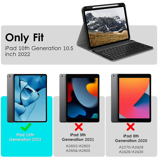 Funda con Teclado para iPad 10 Generación 2022, Funda Inteli