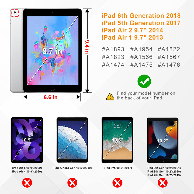 Funda para iPad de 6 generación 2018/iPad de 5 generación 20