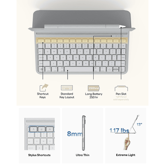 Maglight Funda con teclado para iPad air M2 de 13" 2024, iPa