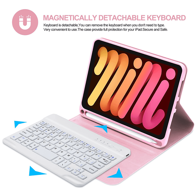 BORIYUaN Funda con Teclado para iPad Mini 6 2021, Teclado Bl