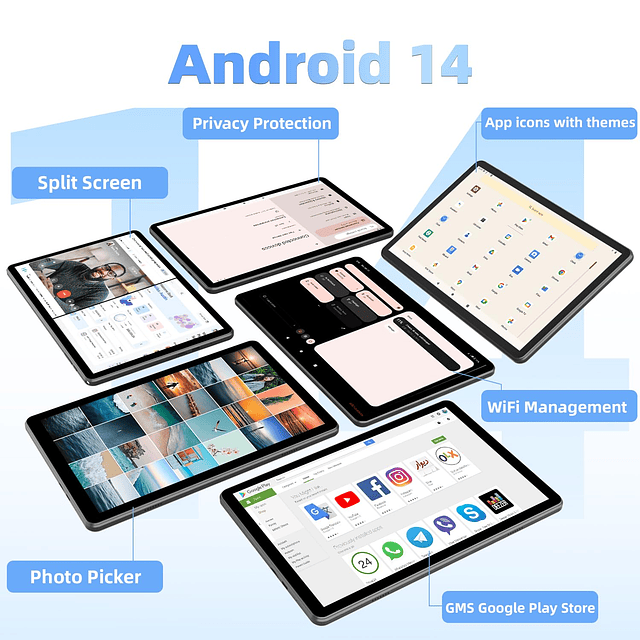 Tableta android 14, procesador Octa-Core+64GB ROM+10GB RaM 4