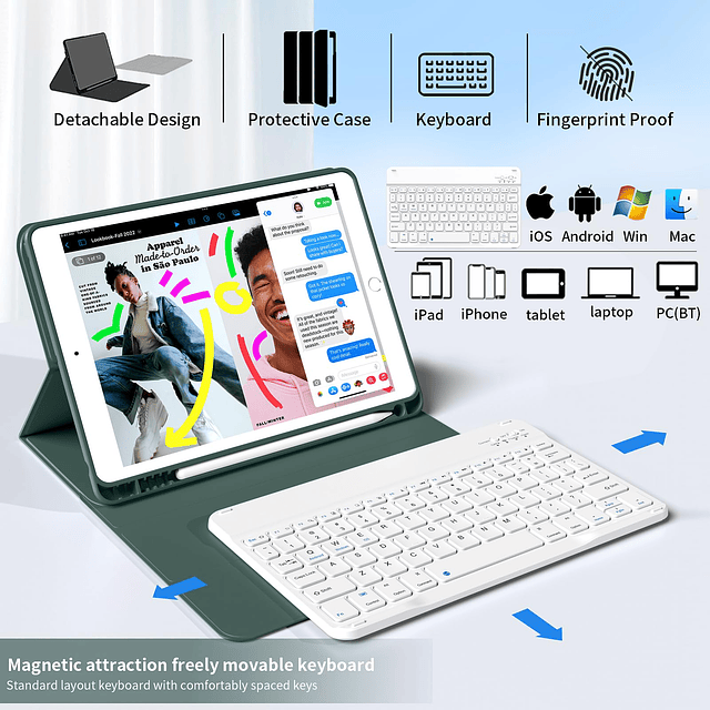 Funda con Teclado para iPad 9 Generación 2021/8/7 Generación