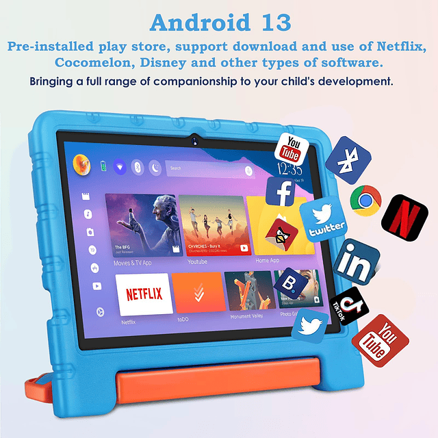 Tableta para niños de 10 pulgadas android 13 con funda a pru