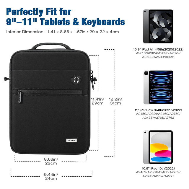 Bolsa para tableta de 9-11 pulgadas, funda protectora de tra