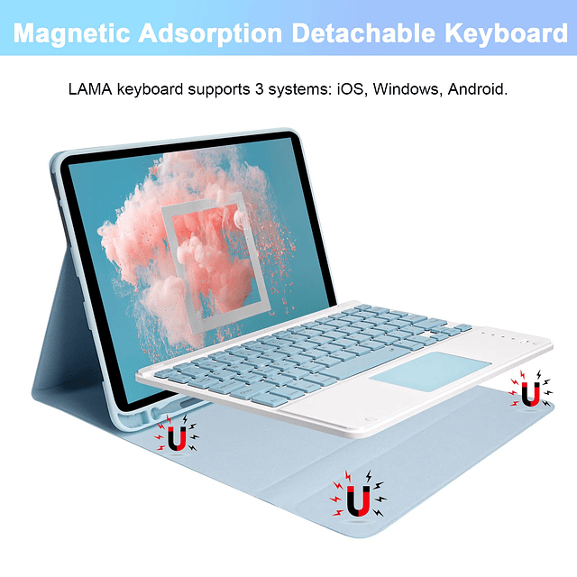LaMa Funda con teclado inalámbrico con panel táctil para iPa