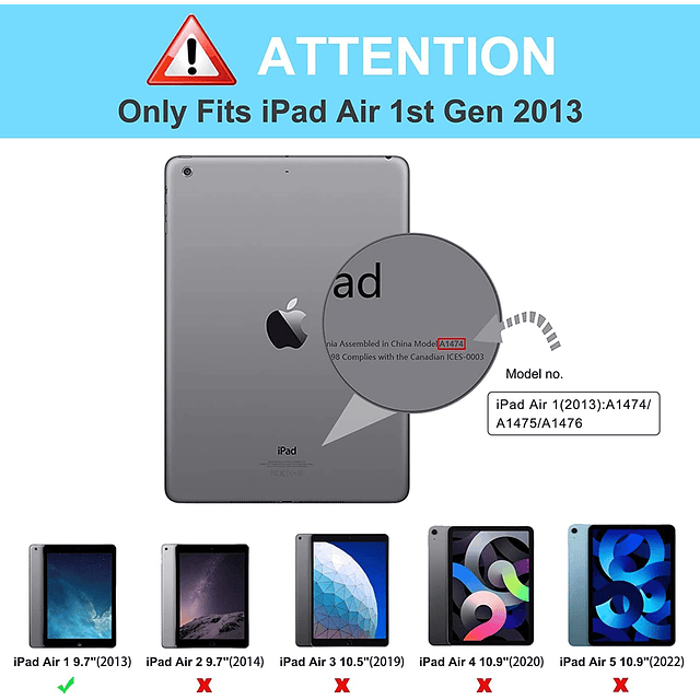 Funda para iPad air de 1 generación 2013, resistente a los g