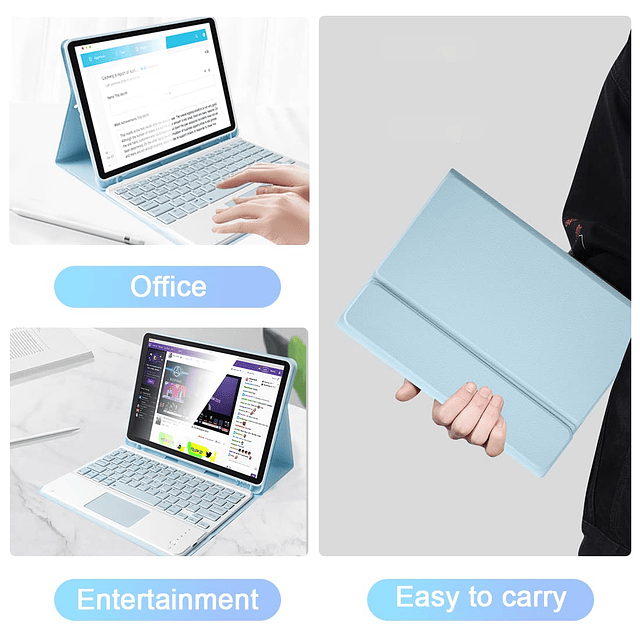 LaMa Funda con teclado inalámbrico con panel táctil para iPa