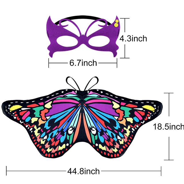 Disfraz de mariposa para niños, 9 piezas, alas de hada y mar