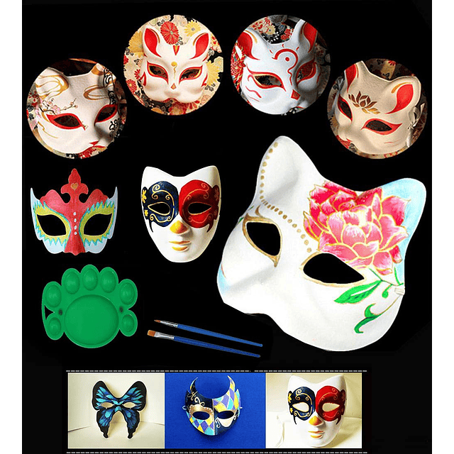 16PCS DIY Máscaras Blancas Papel Cosplay Sin Pintar Máscaras